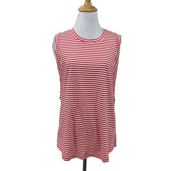 Michael Kors Tank Top Womens M Medium Watermelon Striped Sleeveless Crew Neck - Picture 1 of 12